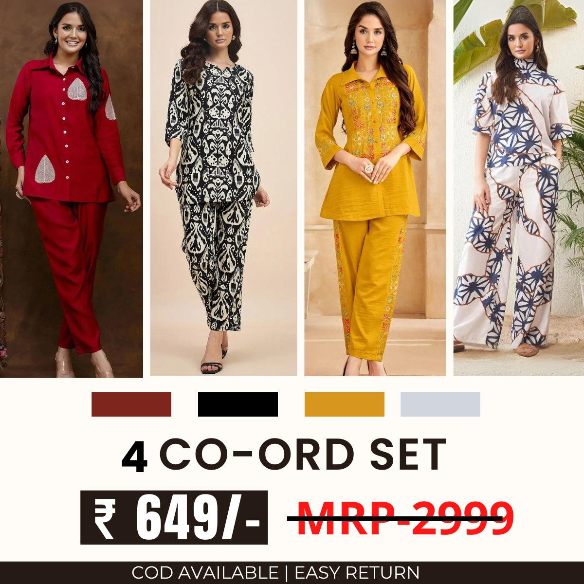 Stylish & Versatile 4 Co-ord Set Combo for Women | CO-30