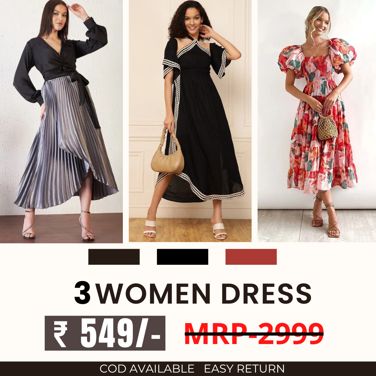 Women’s 3-Pack Dress Set | Step into Style and Comfort | C-062
