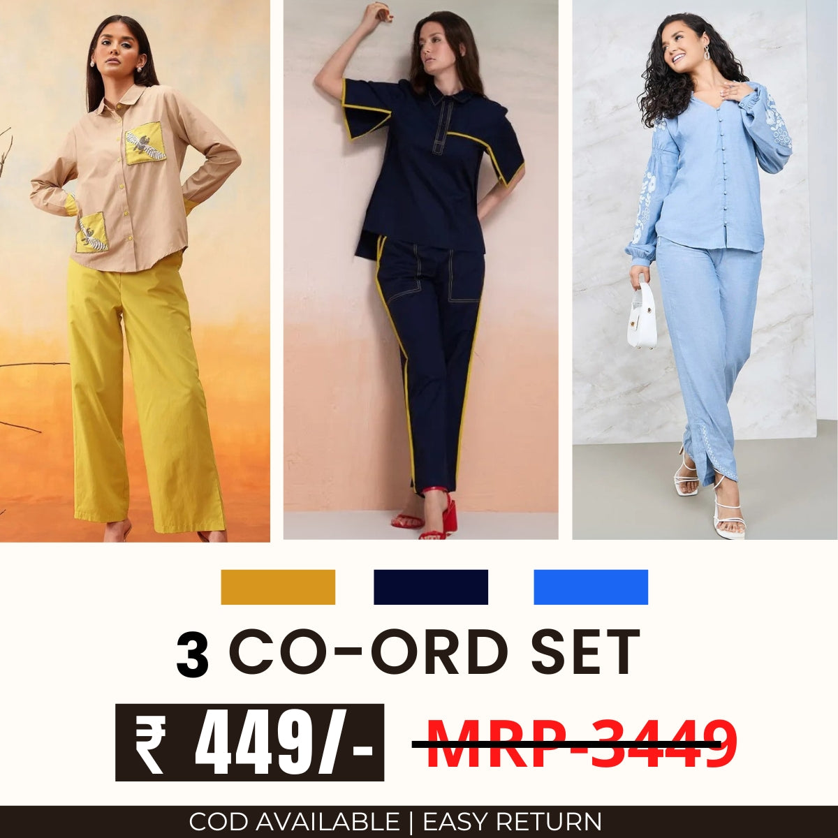 Stylish & Versatile 3 Co-ord Set Combo for Women | CO-12