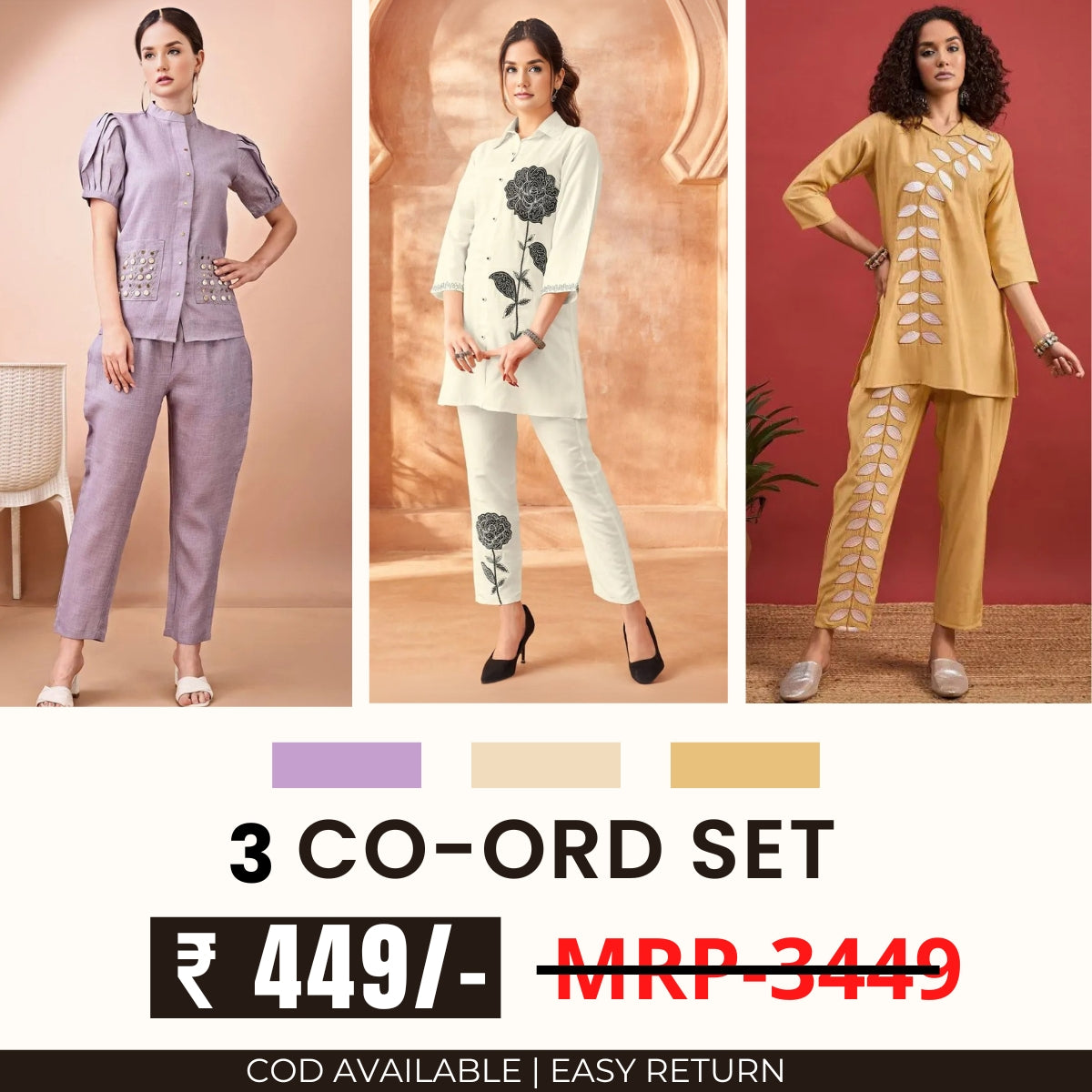 Stylish & Versatile 3 Co-ord Set Combo for Women | CO-13