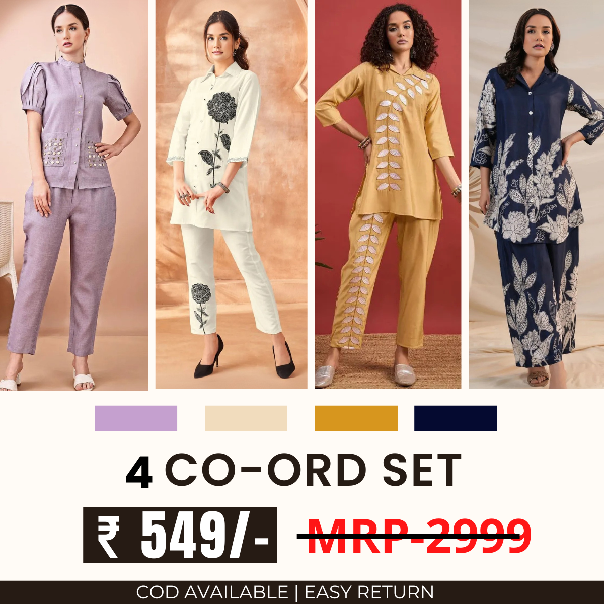 Stylish & Versatile 4 Co-ord Set Combo for Women