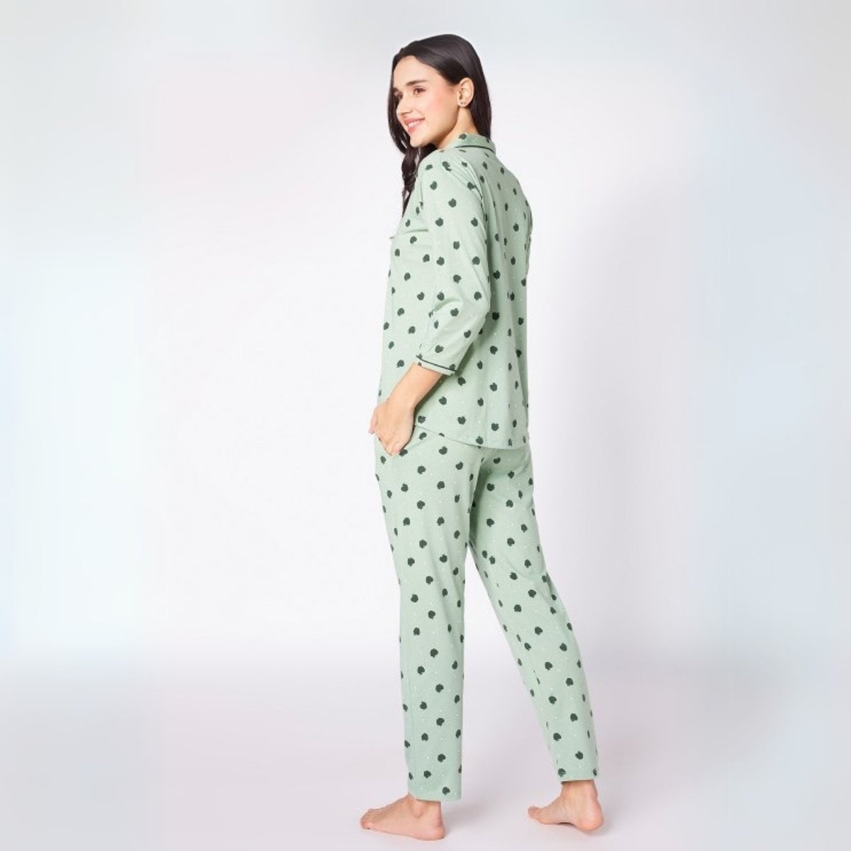 Pack of 4 Women’s Cotton Printed Nightsuits – Shirt & Pyjama Set | Classic Style | NS-18