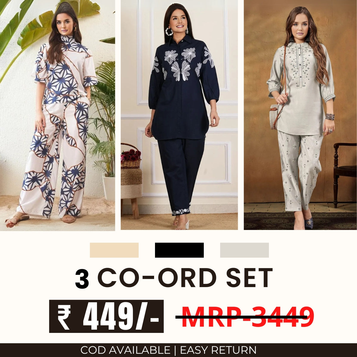 Stylish & Versatile 3 Co-ord Set Combo for Women | CO-14