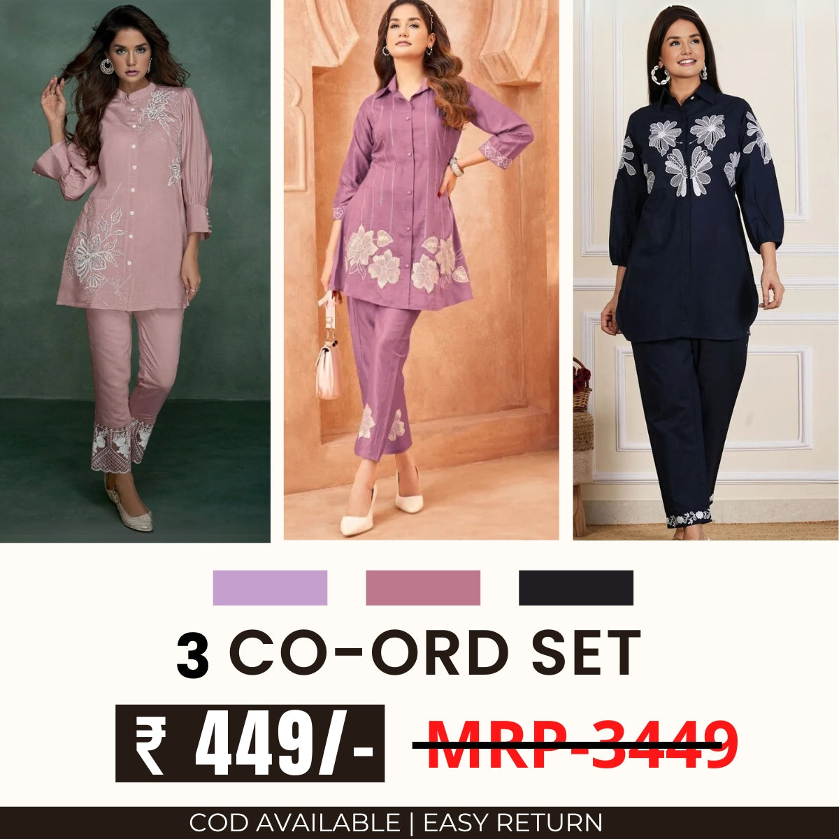 Stylish & Versatile 3 Co-ord Set Combo for Women | CO-15