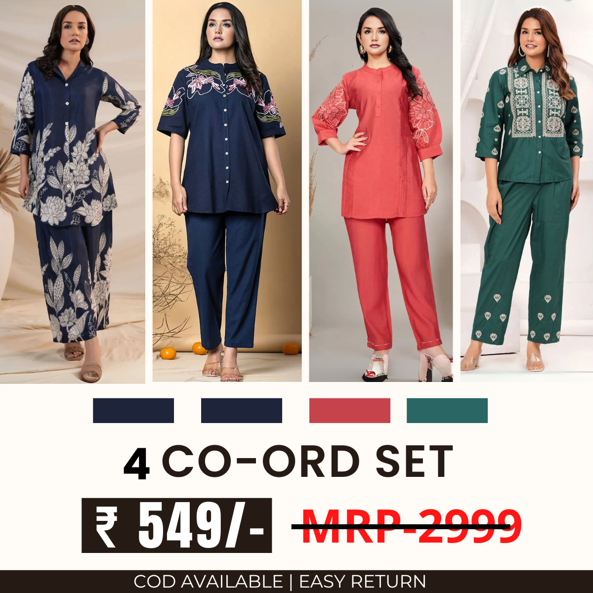 Stylish & Versatile 4 Co-ord Set Combo for Women