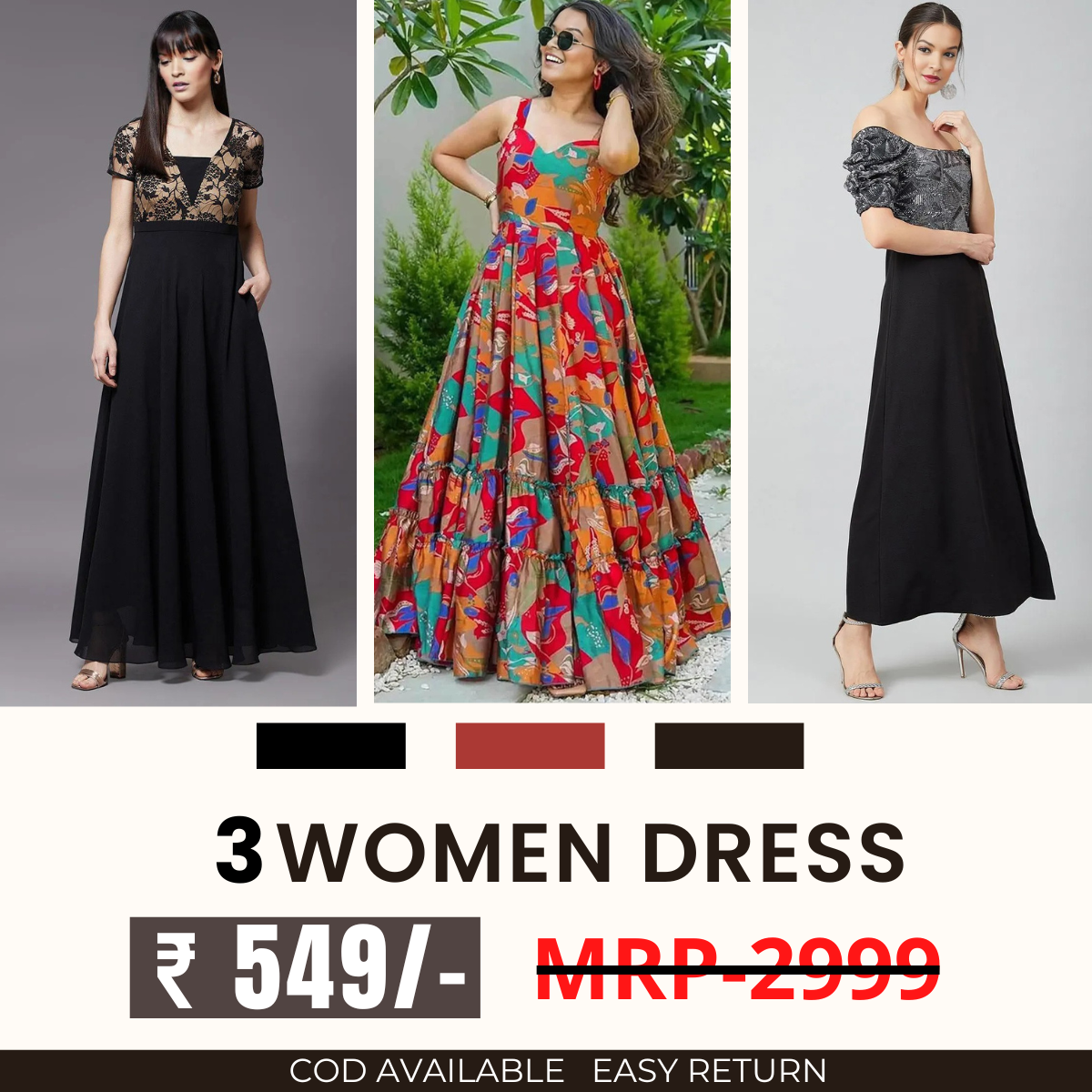 Women’s 3-Pack Dress Set | Step into Style and Comfort | C-068
