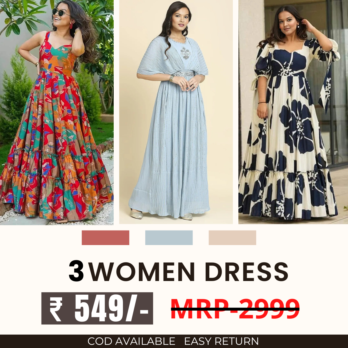 Women’s 3-Pack Dress Set | Step into Style and Comfort | C-052