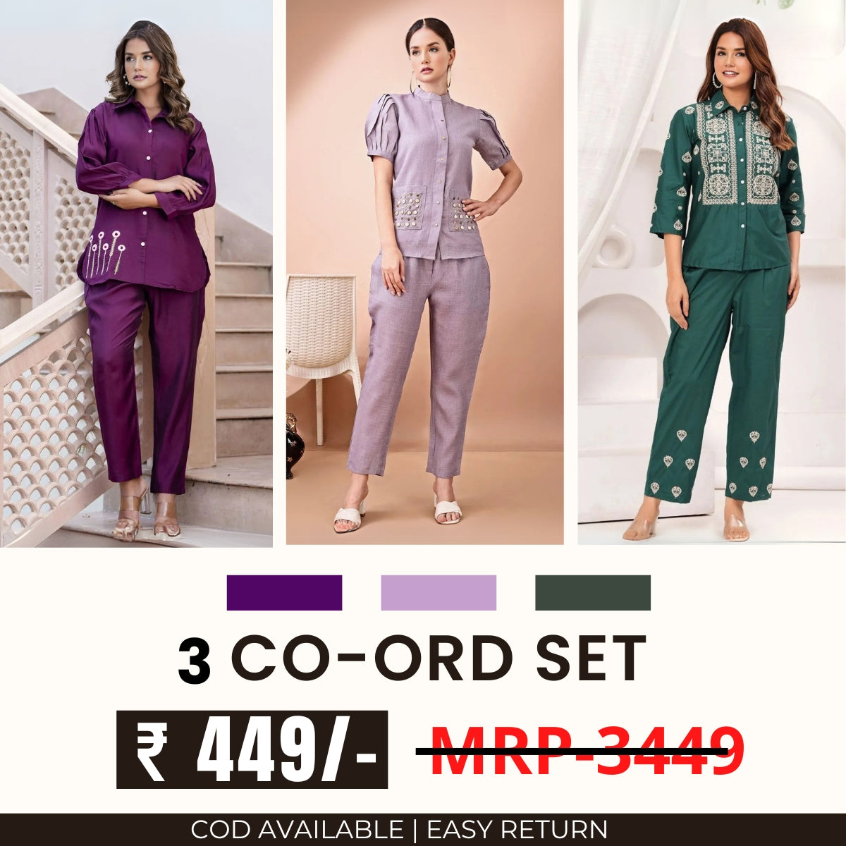 Stylish & Versatile 3 Co-ord Set Combo for Women | CO-20