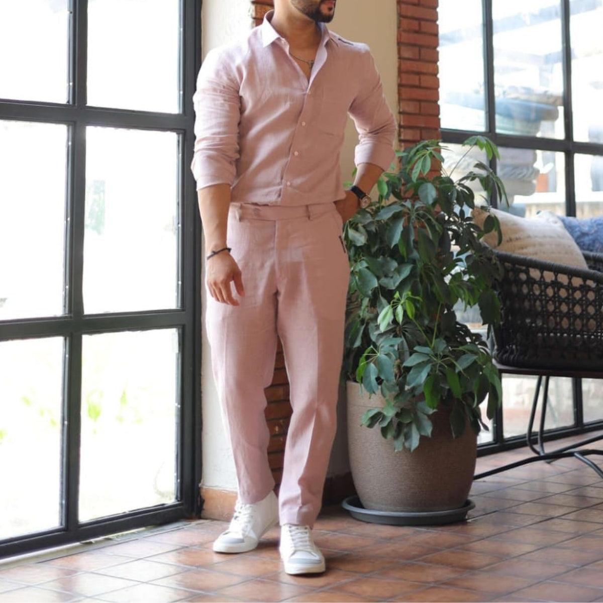 Men Linen Co-ord Set – Pants & Shirt Combo | Summer-Ready |  LN-08