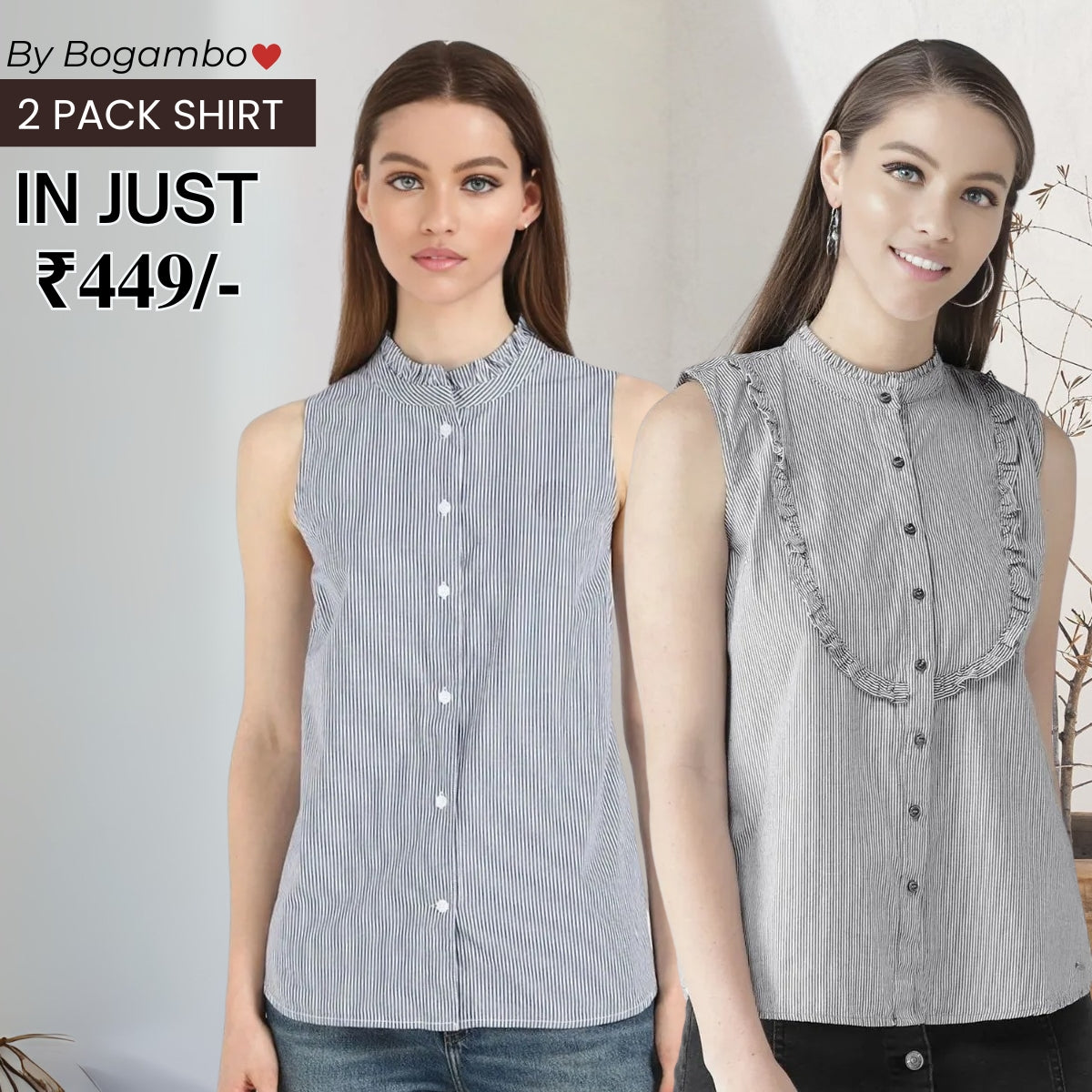 2 Combo Pack Printed Sleeveless Shirts for Every Occasion
