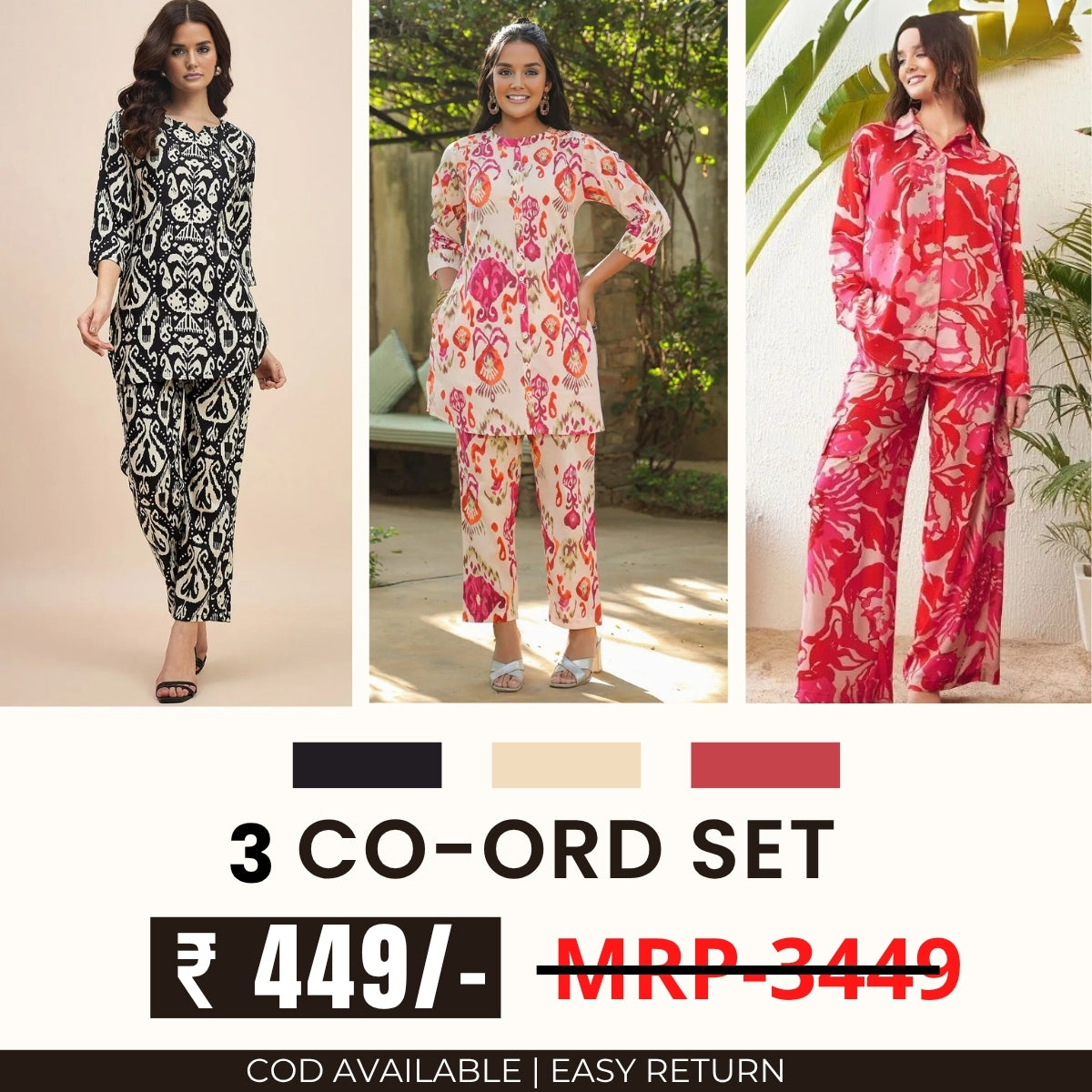 Stylish & Versatile 3 Co-ord Set Combo for Women | CO-02