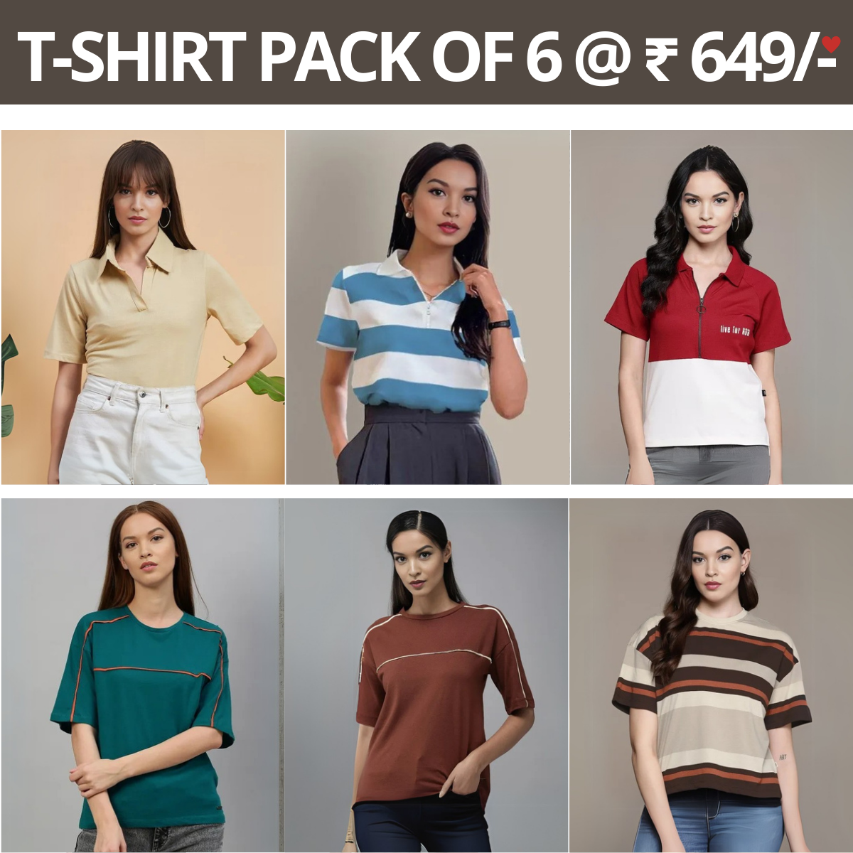 6-Pack of Women’s Tees | Wardrobe Wonders (TSN-02)