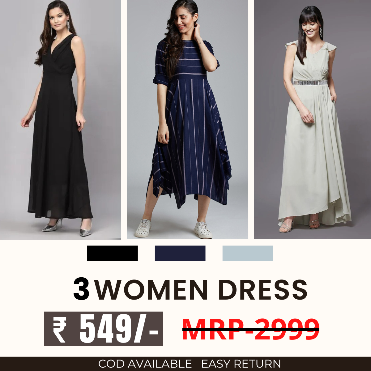 Women’s 3-Pack Dress Set | Step into Style and Comfort | C-053