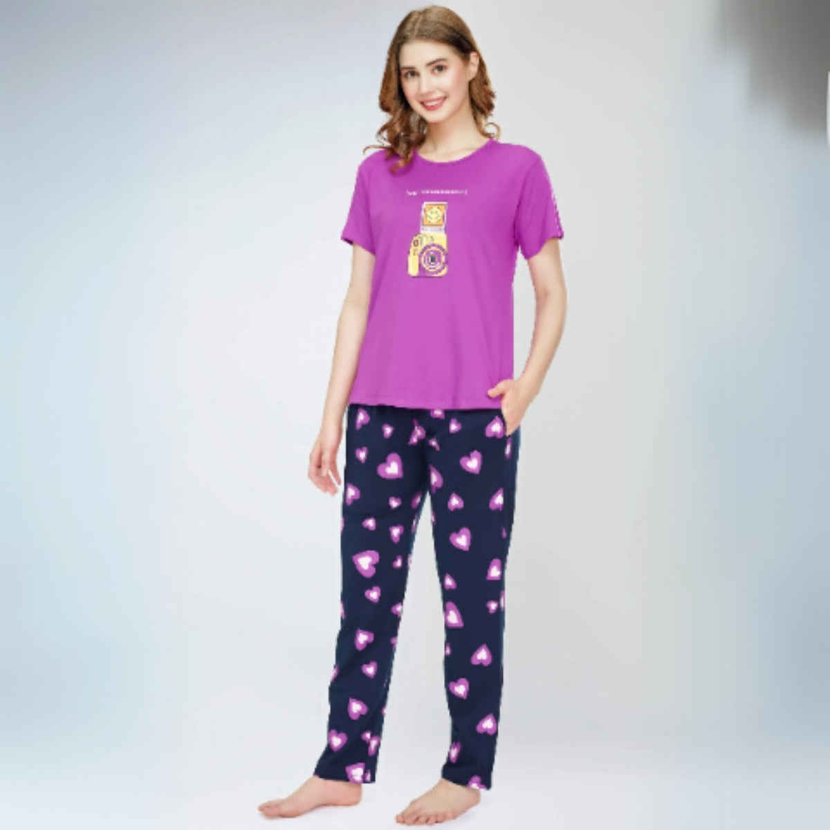 Pack of 3 Women Printed Full Sleeves Shirt and Pyjama Nightsuit Set | NS-08