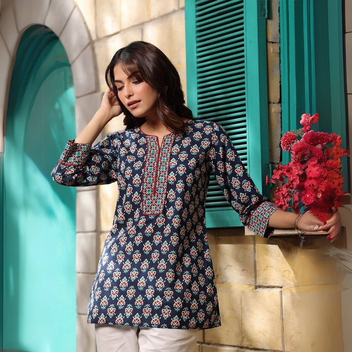 3 Combo Pack Cotton Short Kurtis | Summer Cotton Bliss | 3/4 Sleeve | C-165