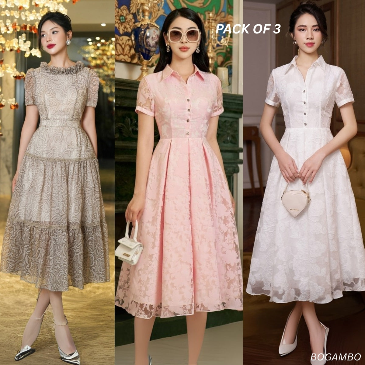 Pack of 3 Fashionable High-Low Hem Western Dress for Evening Celebrations | WD -04