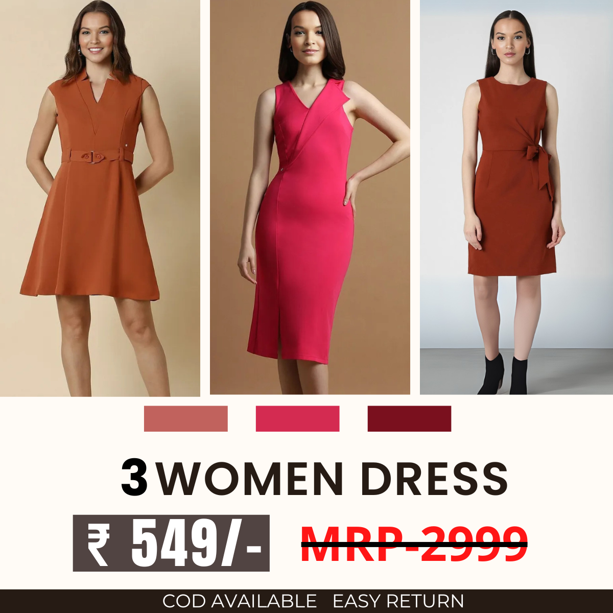 Women’s 3-Pack Dress Set | Step into Style and Comfort | C-055
