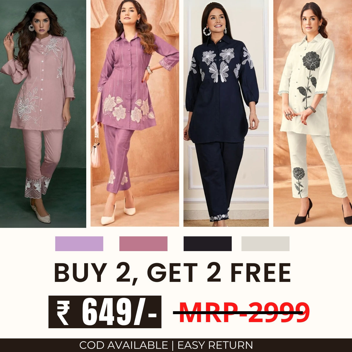 🔥 Buy 2 Get 2 FREE! Ultimate Women’s Co-ord Set Deal 👗✨| CO-59