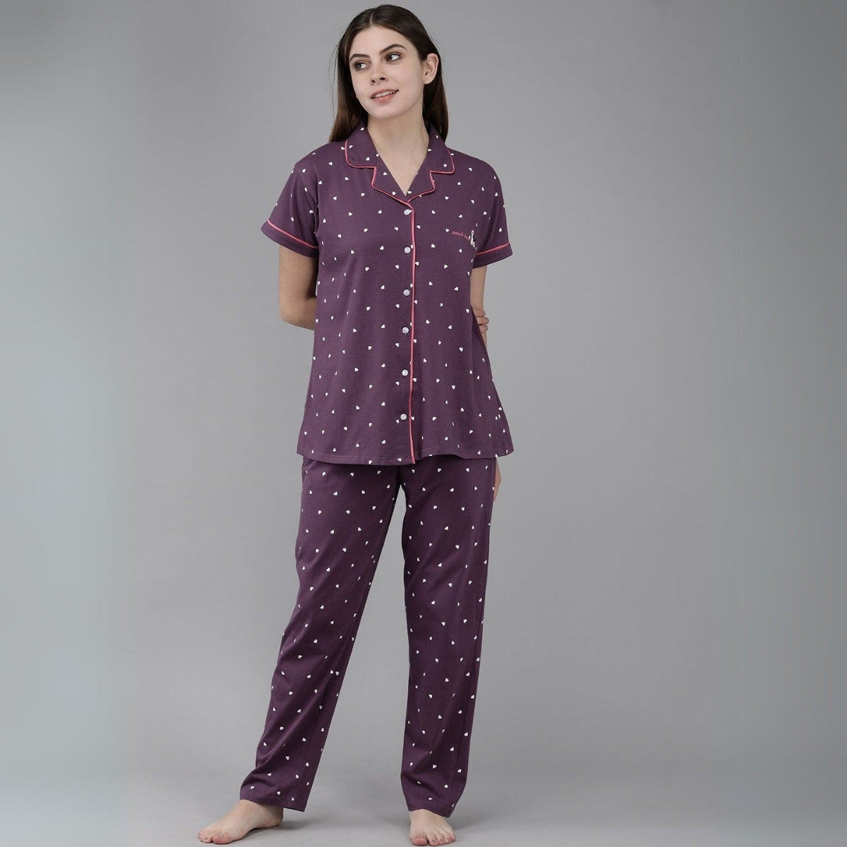 Pack of 4 Women’s Cotton Printed Nightsuits – Shirt & Pyjama Set | Classic Style | NS-16