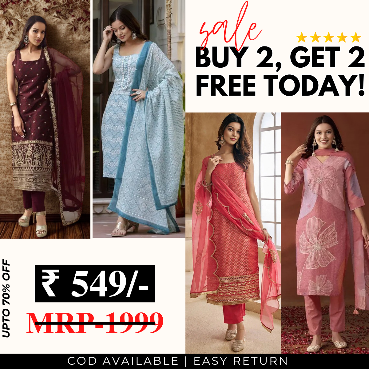 4 Combo Pack | Women’s Suit Set with Dupatta | SD-06