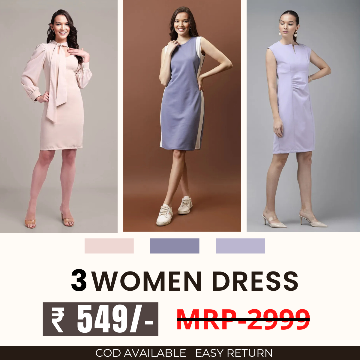 Women’s 3-Pack Dress Set | Step into Style and Comfort | C-058