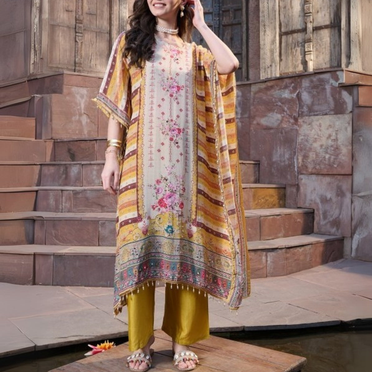 Stylish Kaftan Kurta and Pant Combo for Every Occasion | K-02