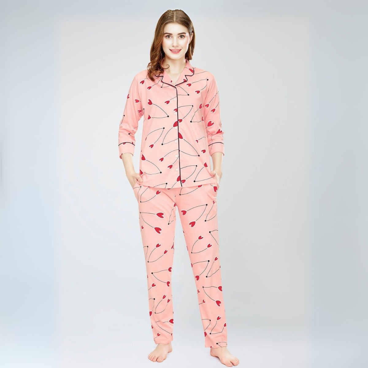 Pack of 3 Women Printed Half Sleeves Shirt and Pyjama Nightsuit Set | NS-05