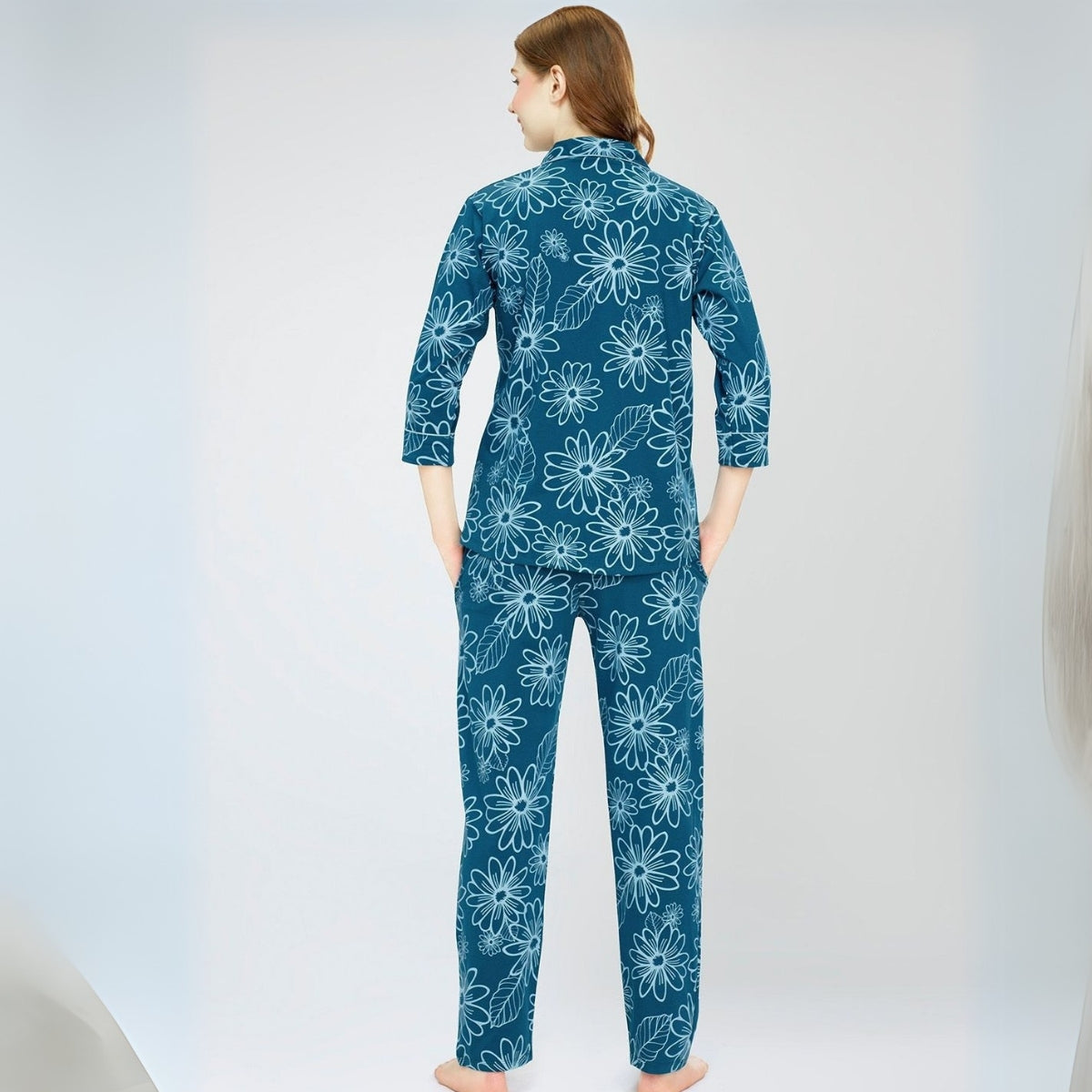 Pack of 4 Women’s Cotton Printed Nightsuits – Shirt & Pyjama Set | Classic Style | NS-14