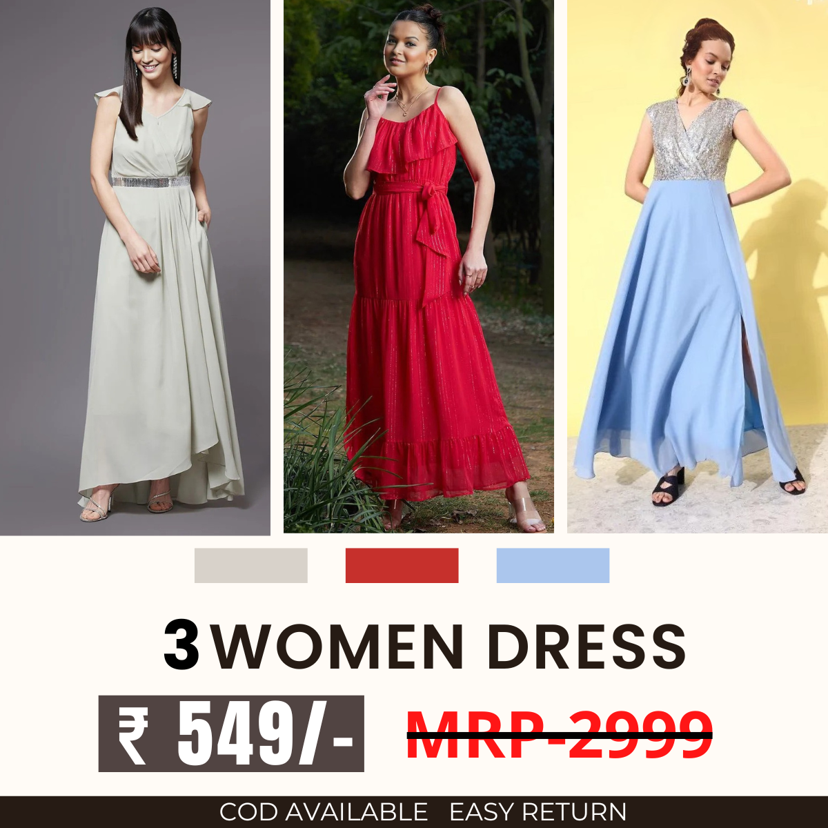 Women’s 3-Pack Dress Set | Step into Style and Comfort | C-060