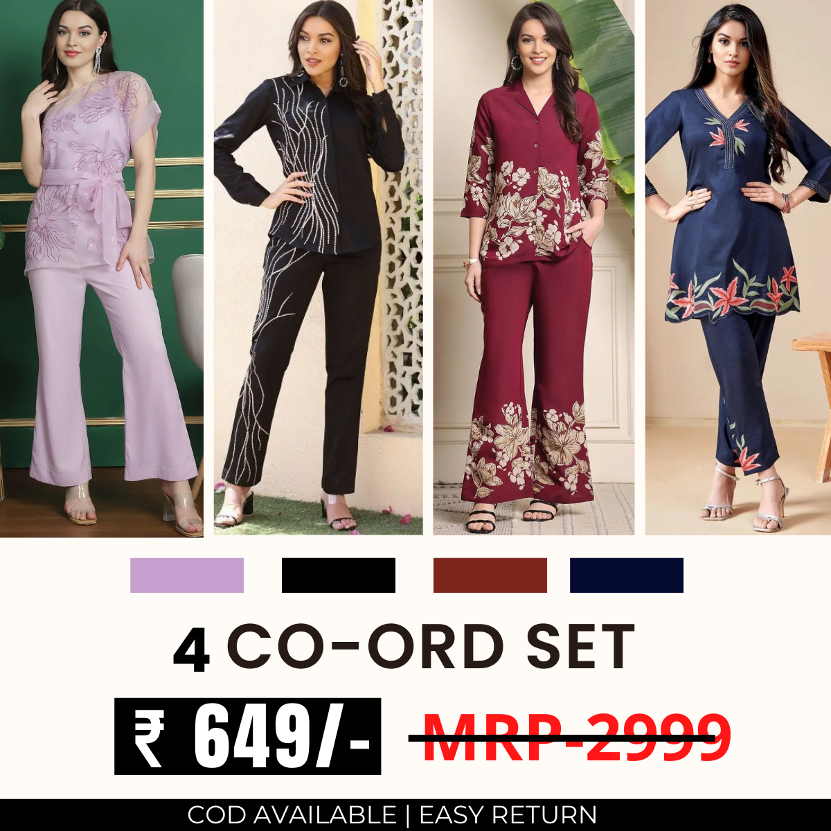 Stylish & Versatile 4 Co-ord Set Combo for Women | CO-41